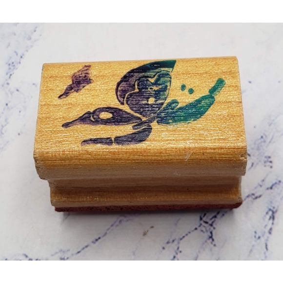 Painted Butterfly Nature Art Stamps Wood Mounted Rubber Stamp - Picture 1 of 7
